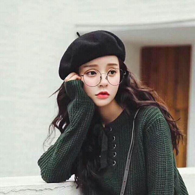 1 mũ nồi beret thời trang nam nữ màu đen