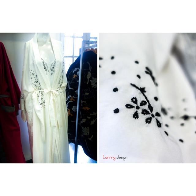 TMD101507 Kimono lụa thêu hoa đào