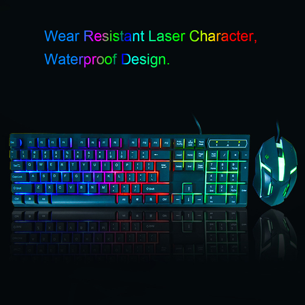 Bộ bàn phím và chuột chơi game có dây CMK-188 Đèn nền LED đầy màu sắc Bàn phím chơi game USB dành cho game thủ PC 