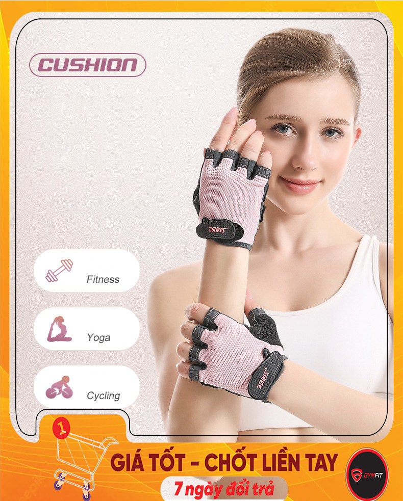 Găng tay gym nữ aolikes A112/Bảo vệ cổ tay khỏi những chân thương ngoài mong muốn