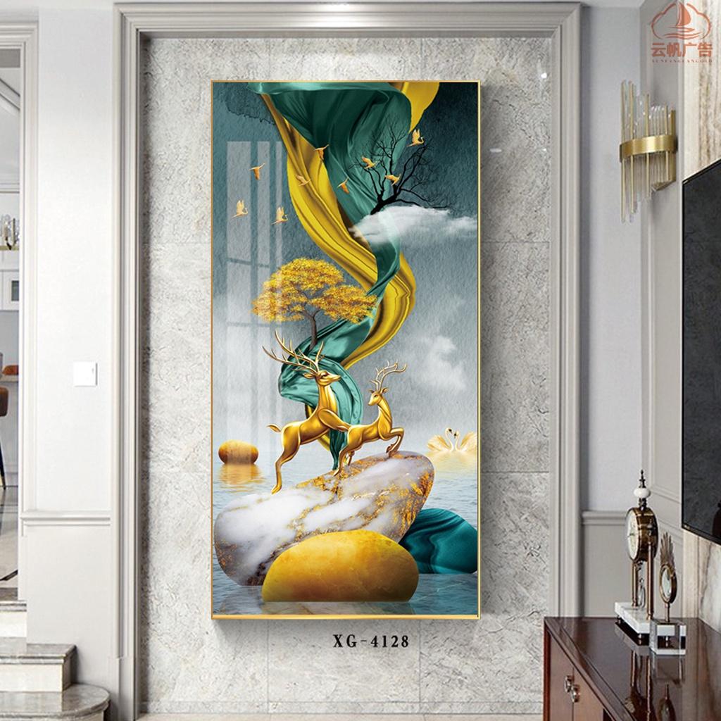 Tranh Đơn Canvas Trang Trí Hiện Đại - Tranh 2 Chú Hươu Vàng Đẹp