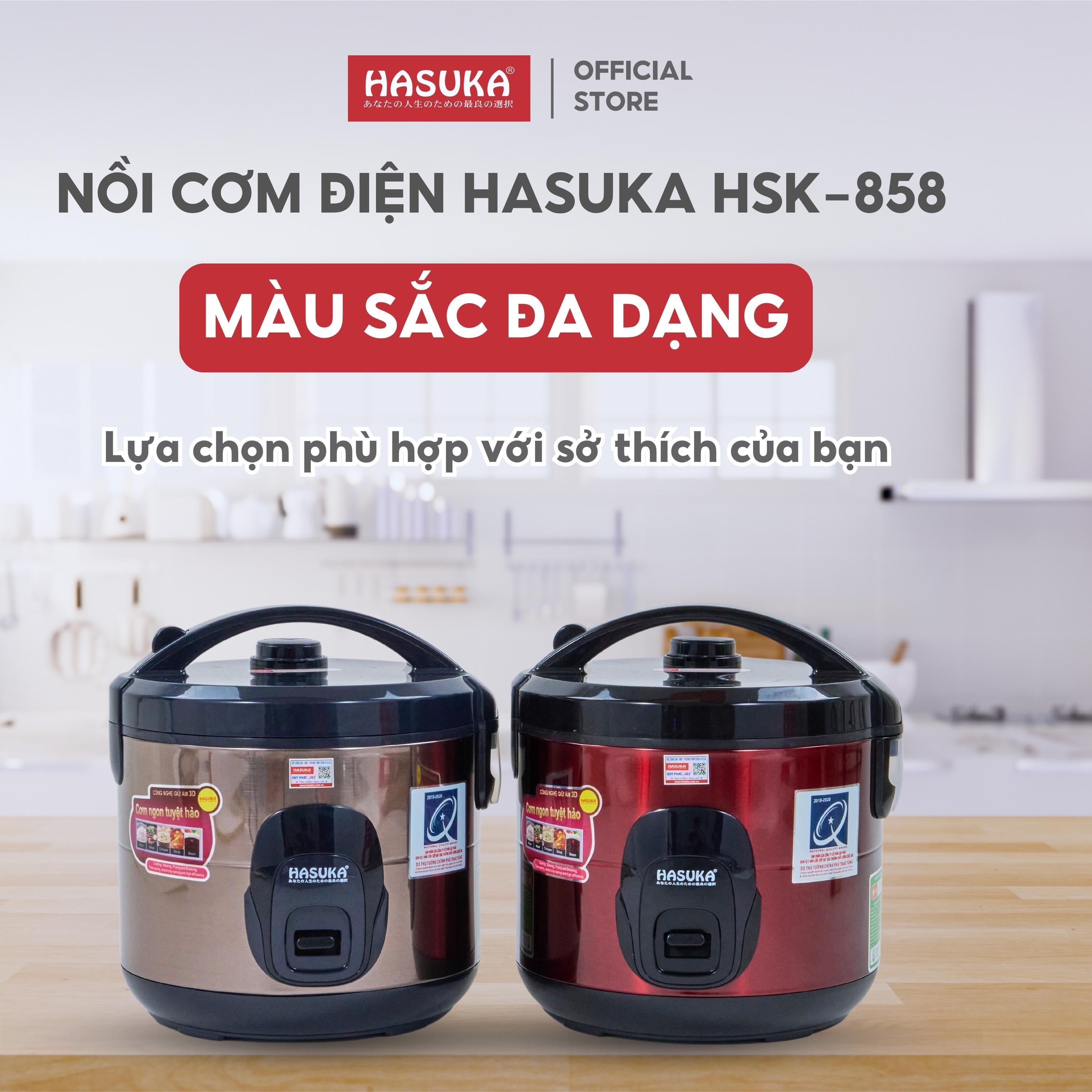 Nồi cơm điện HASUKA HSK 823 dung tích 1.8L, công suất 900W, lòng niêu dầy phủ chống dính ceramic, chống xước siêu bền - Hàng chính hãng