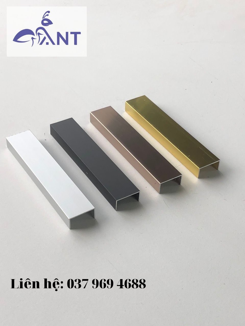 Nẹp nhôm chữ u20, nẹp chỉ nhôm, trang trí nhà cửa, thanh dài 2m5, giá bán theo thanh