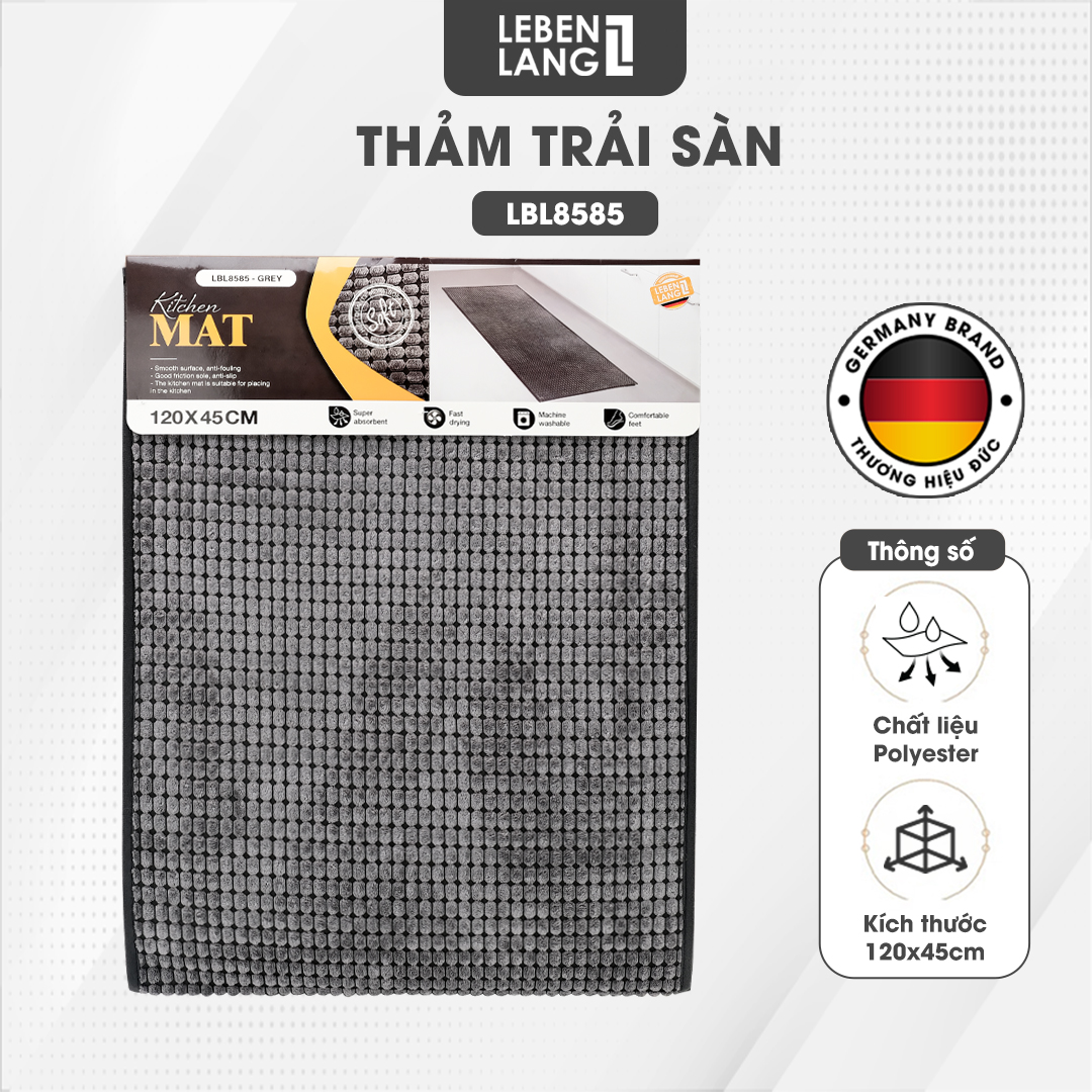 Thảm lau chân Lebenlang LBL8585, thảm nhà bếp thấm hút nước đế cao su chống trơn - hàng chính hãng