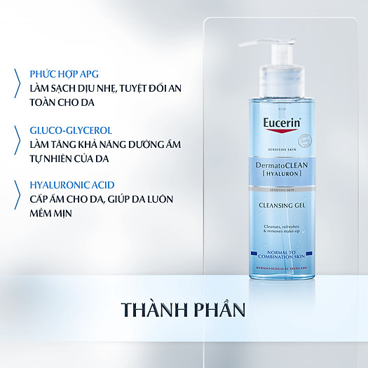 Gel Rửa Mặt Eucerin DermatoCLEAN HYALURON Cleansing Gel Da Nhạy Cảm