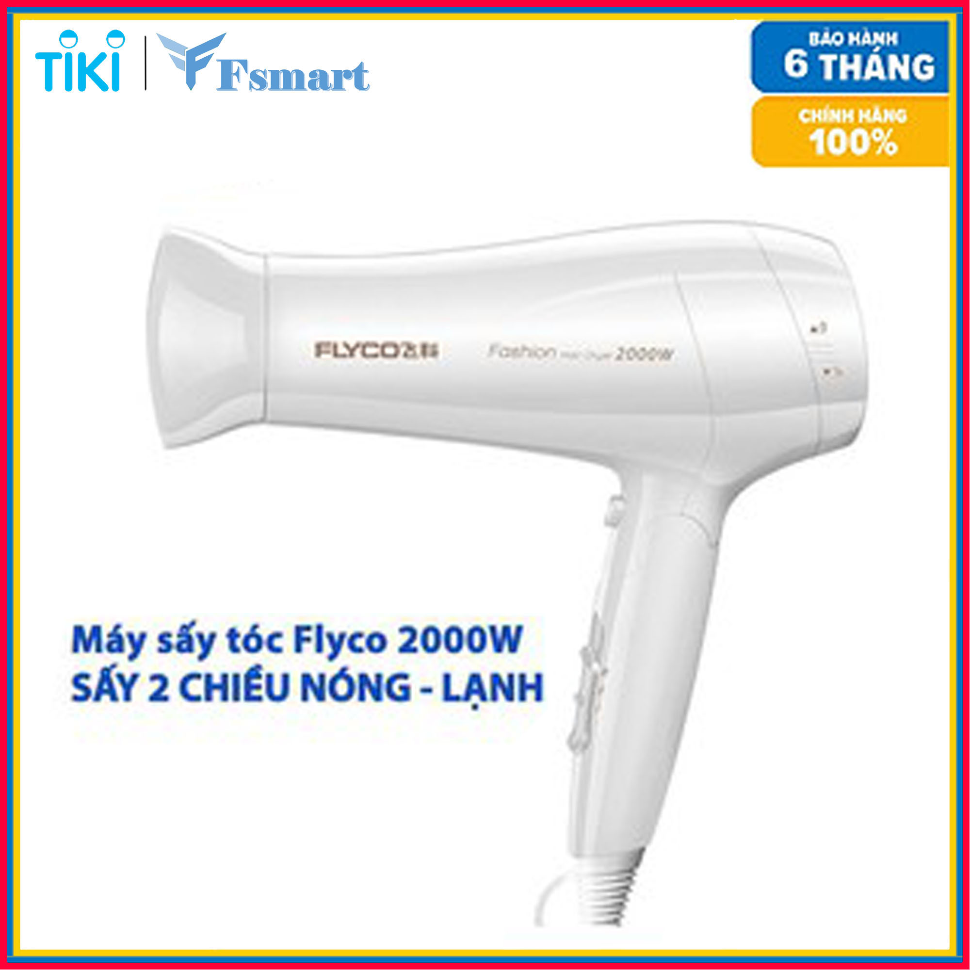 Máy sấy tóc FLYCO FH6232, công suất lớn 2000W, 2 chiều nóng lạnh, có thể gấp gọn- Hàng chính hãng