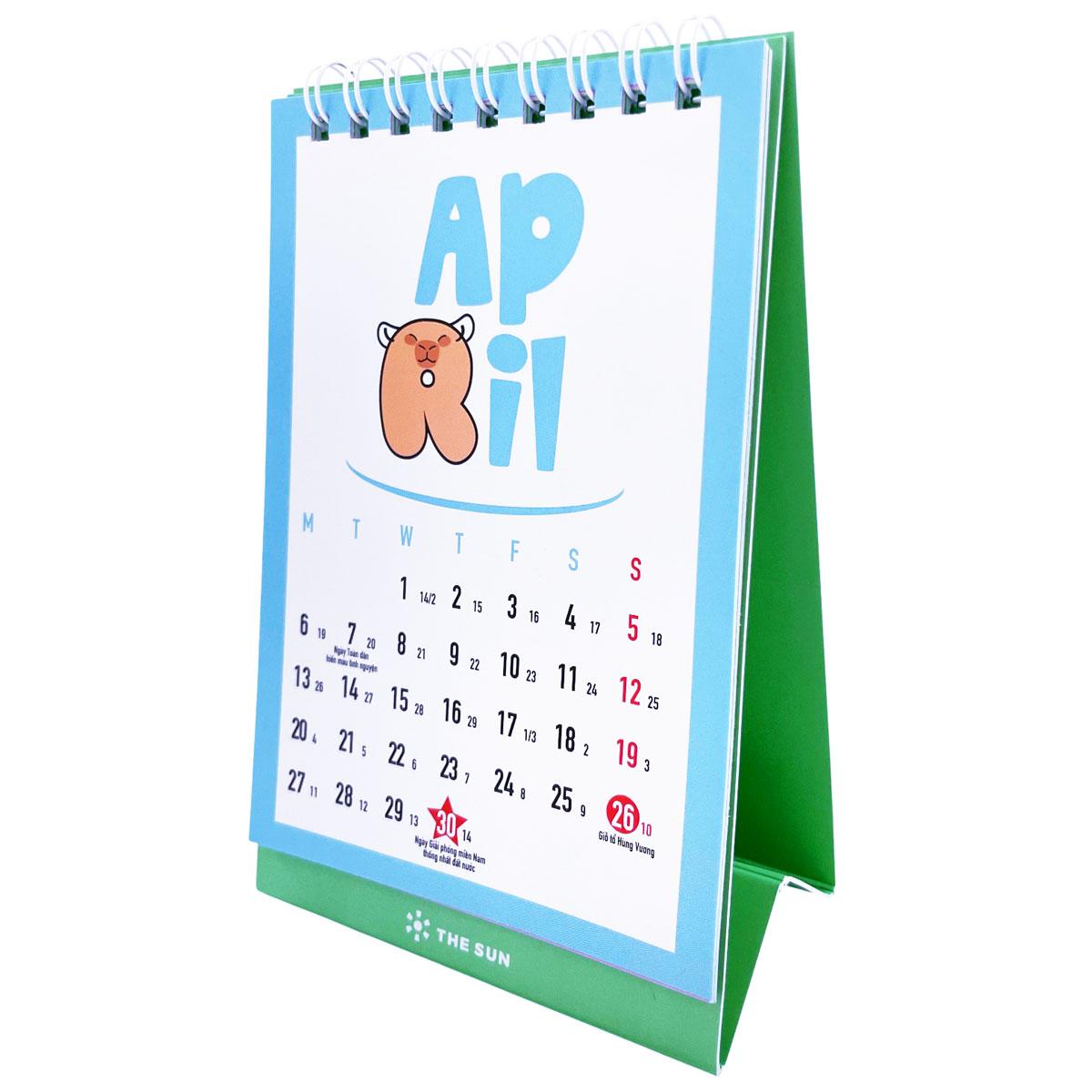 Lịch Bàn Chữ A 2026 - The Sun - Capybara