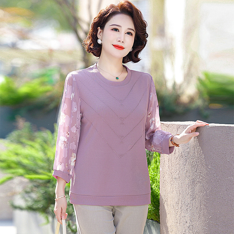 Áo Thun Mỏng Mùa Hè Cho Nữ Trung Niên SM113 - Hàng Quảng Châu Cao Cấp