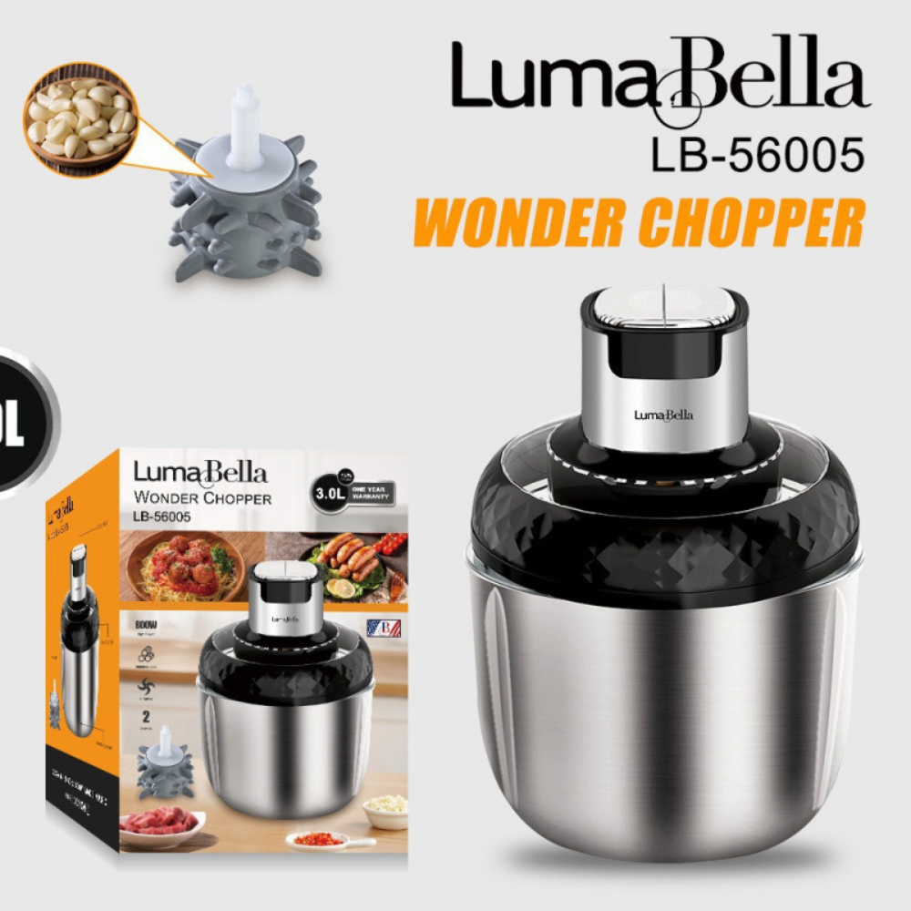 Máy xay thịt đa năng 3IN1 Lumabella LB-56005 cối INOX304, công suất lớn, xay thịt, đánh ruốc, bóc tỏi tiện lợi, dễ vệ sinh, dễ dùng, tiết kiệm thời gian - DELIYA - HÀNG CHÍNH HÃNG
