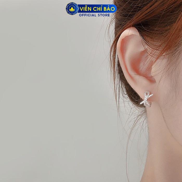 Bông tai bạc nữ hình nơ xinh xắn chất liệu bạc 925 thời trang phụ kiện trang sức nữ Viễn Chí Bảo B400460