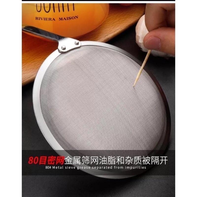 Dụng cụ vớt bọt,lọc dầu mỡ inox 304 hàng dầy cán tròn cao cấp 3 cỡ