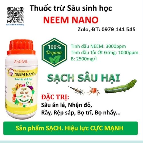 Combo Thuốc Sinh Học NEEM NANO Trừ Sâu, Trừ Nấm (Nhện, Trĩ, Bọ Nhảy/Đốm Đen, Thối Nhũn, Phấn Trắng..) Dùng Cho Rau Sạch, Hoa Hồng, Cây Cảnh Hiệu Quả Cao, An Toàn, Chai 250ml/chai / Chăm sóc cây trồng Hồng Thanh Garden