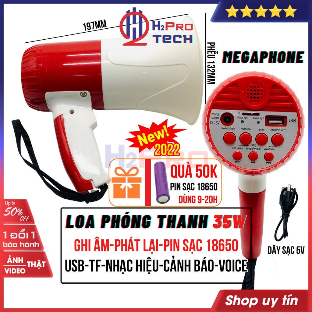 Loa Phóng Thanh Cầm Tay, Loa Bán Hàng Rong Megaphone 35W Pin Sạc, Đa Năng Có Ghi Âm, USB (Quà tặng: Pin sạc)