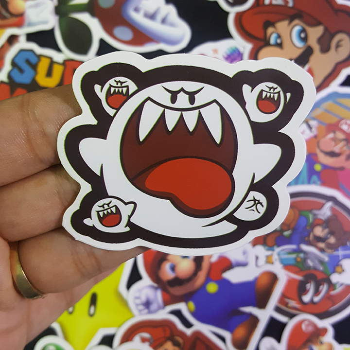 Bộ Sticker dán cao cấp chủ đề SUPER MARIO - Dùng dán Xe, dán mũ bảo hiểm, dán Laptop...