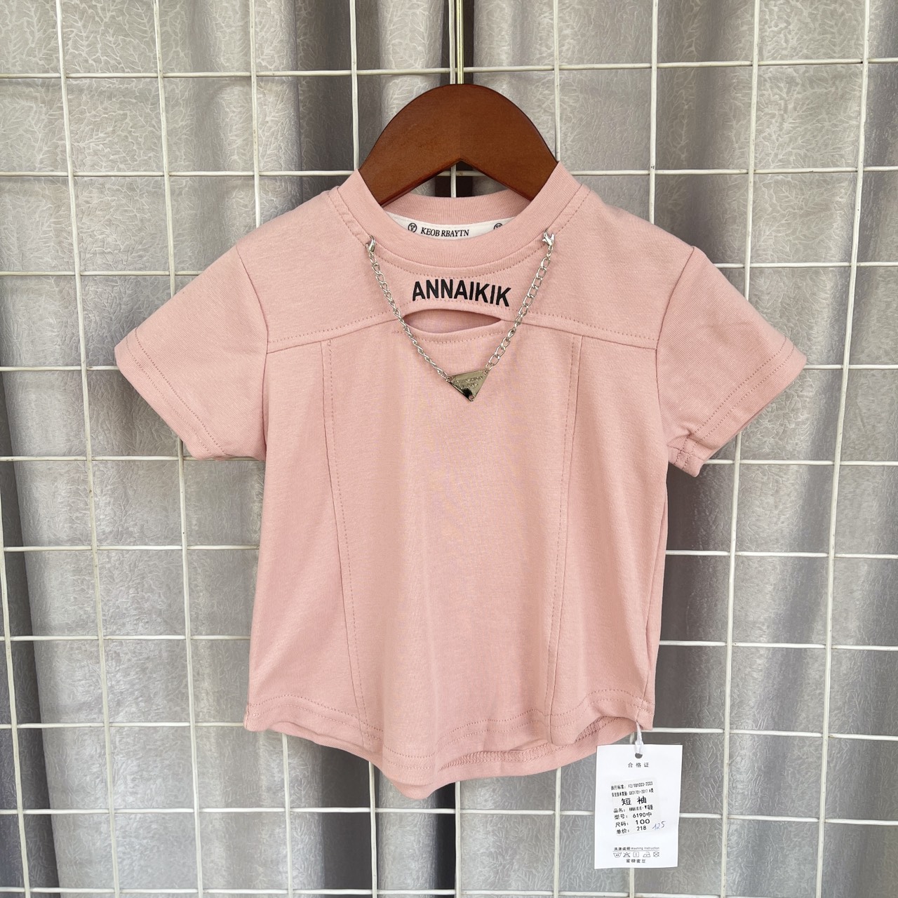 Áo thun bé gái cộc tay 2-7 tuổi in chữ ANNAKIK vải cotton co giãn thấm hút mồ hôi kiểu dáng thời trang