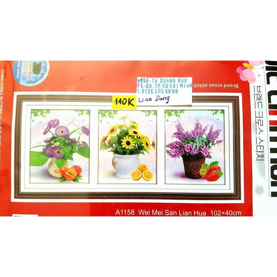 Tranh thêu BÌNH HOA-A1158102*40cm