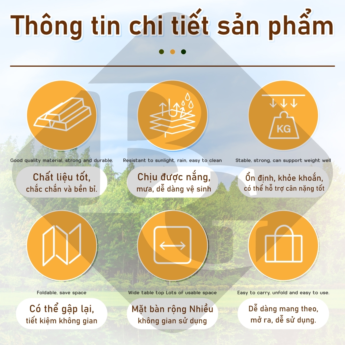 Bàn cắm trại, dã ngoại TSD 53cm đa năng,dễ mang theo, dã ngoại,có thể gập lại