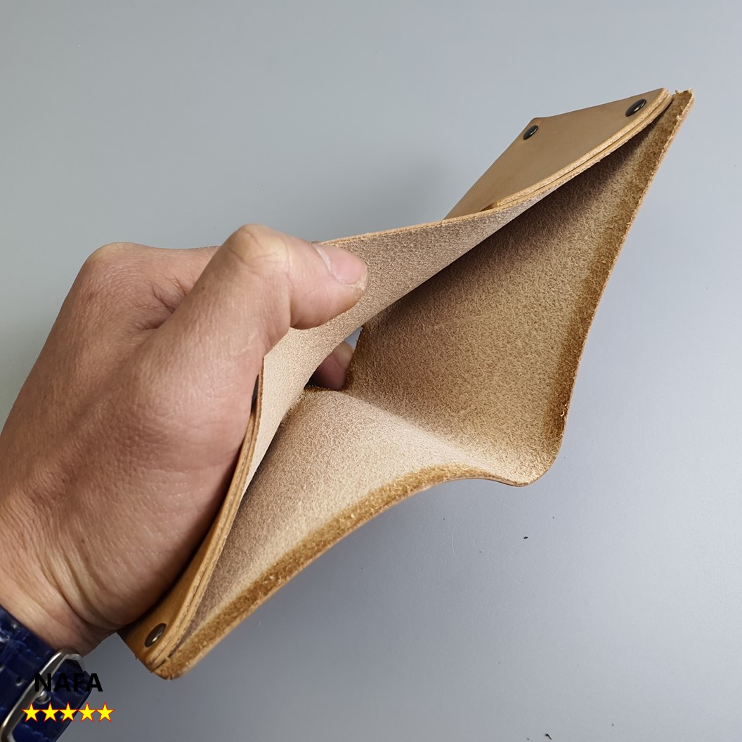 Ví nam da bò, ví handmade da nhuộm thủ công NAFA WS110 thời trang tinh tế – Màu Vàng bò