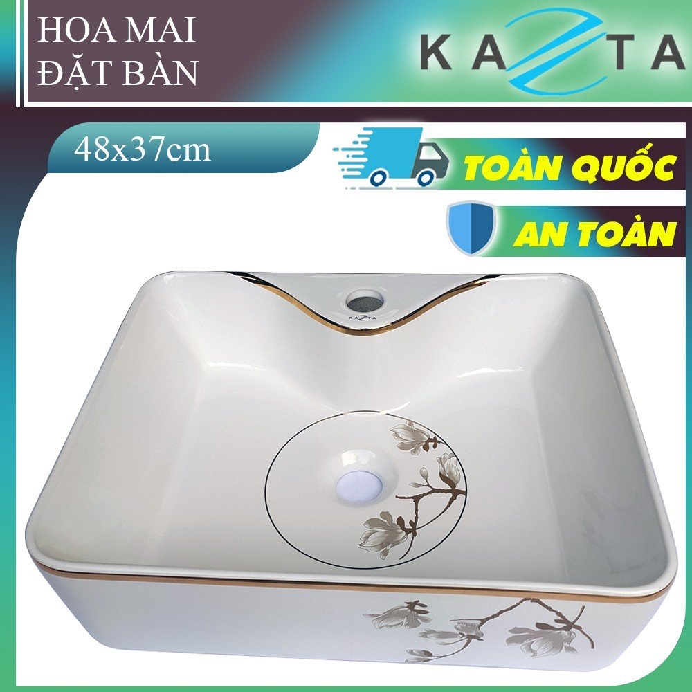 Lavabo Đặt Bàn Chữ Nhật Hoa Mai KAZTA KZ-CL2442