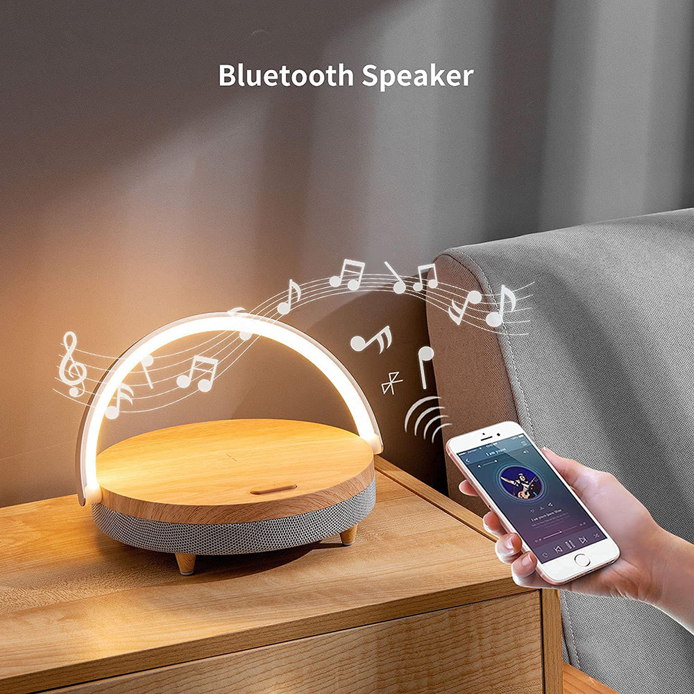 Loa Bluetooth Sạc Không Dây Đa Năng Cho IPhone 13 14 Đèn Bàn Gỗ Đèn Sạc Công Suất Cao Loa Bluetooth Màu sắc: loa gỗ