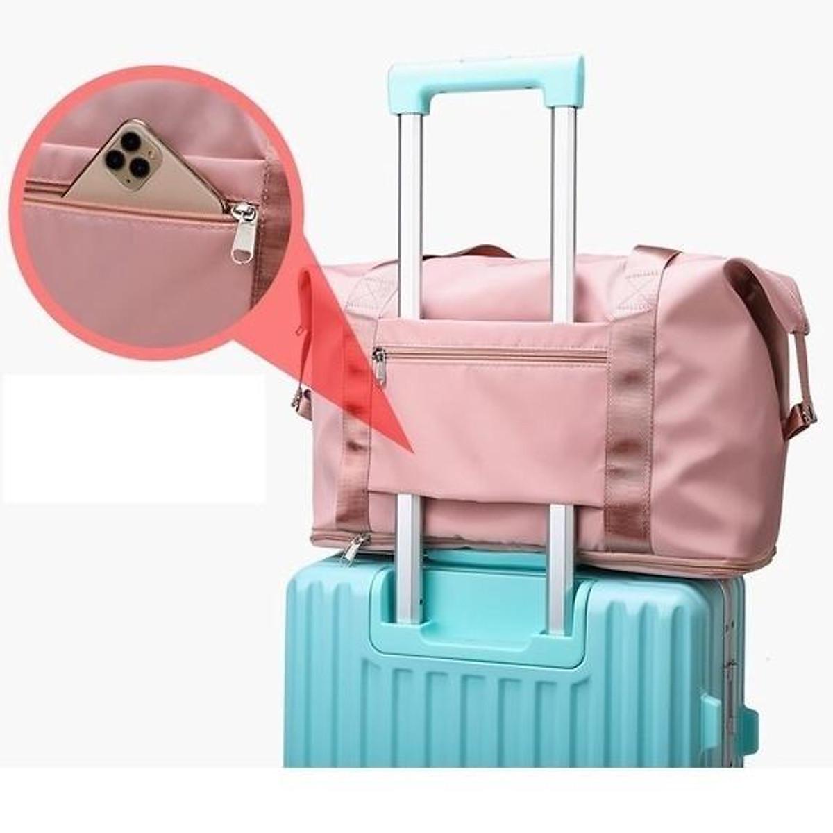 Túi xách du lịch gấp gọn 2 tầng size đại nới đáy chất vải dù chống nước tiện lợi bền đẹp quai đeo chắc chắn đa năng