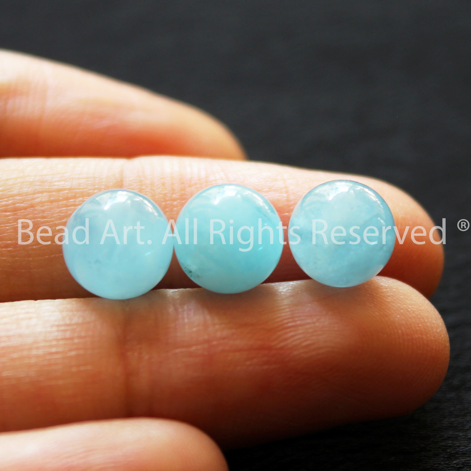 9MM Đá Aquamarine, Hải Lam Ngọc Tự Nhiên Xanh Biển Loại AA, Mệnh Thuỷ, Mộc, Đá Phối Vòng Tay Phong Thuỷ, Chuỗi Hạt - Bead Art