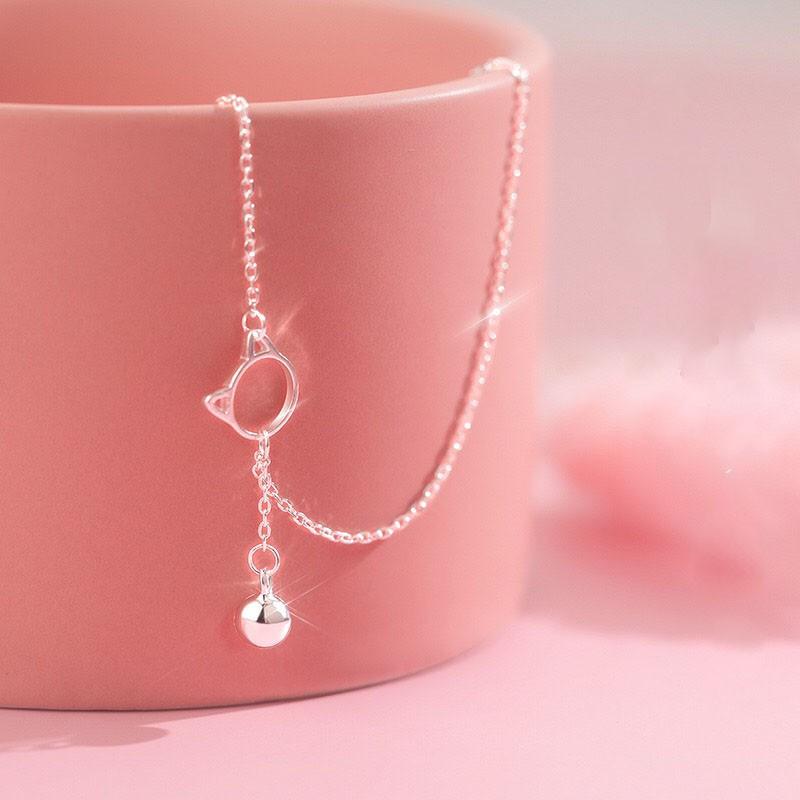 Lắc chân bạc s925, mẫu chuông nhỏ Mèo thần tài Pansy storee