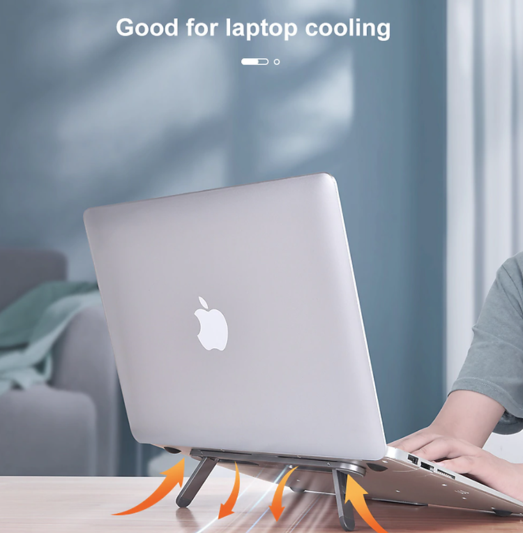 Giá Đỡ Gấp Gọn Dành Cho Macbook/Lap Top, Metal Laptop Stand, Khung Hợp Kim Nhôm CNC, Doron MS102, Có Tùy Chỉnh Góc Nghiêng - Hàng Chính Hãng