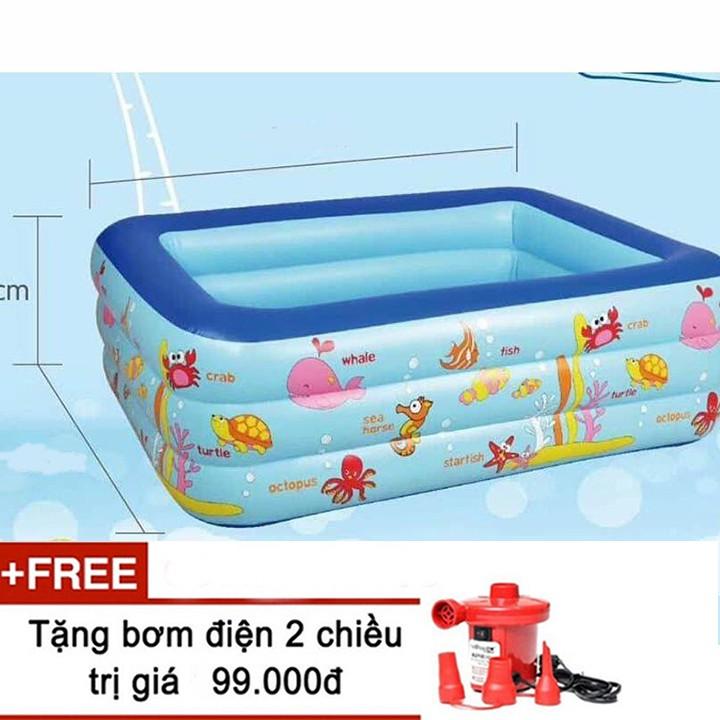 Bể Bơi Phao Bơi Trẻ Em 1M5 Tặng Kèm Bơm Điện Đa Năng