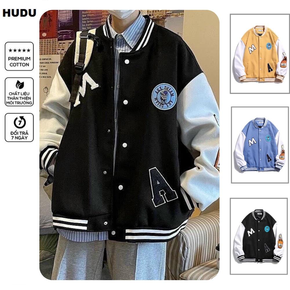 Hình ảnh ÁO KHOÁC BOMBER NAM NỮ VẢI NỈ CHỮ THÊU TAY PHỐI MÀU, ÁO KHOÁC BÓNG CHÀY UNISEX DÀY ĐẸP M.A