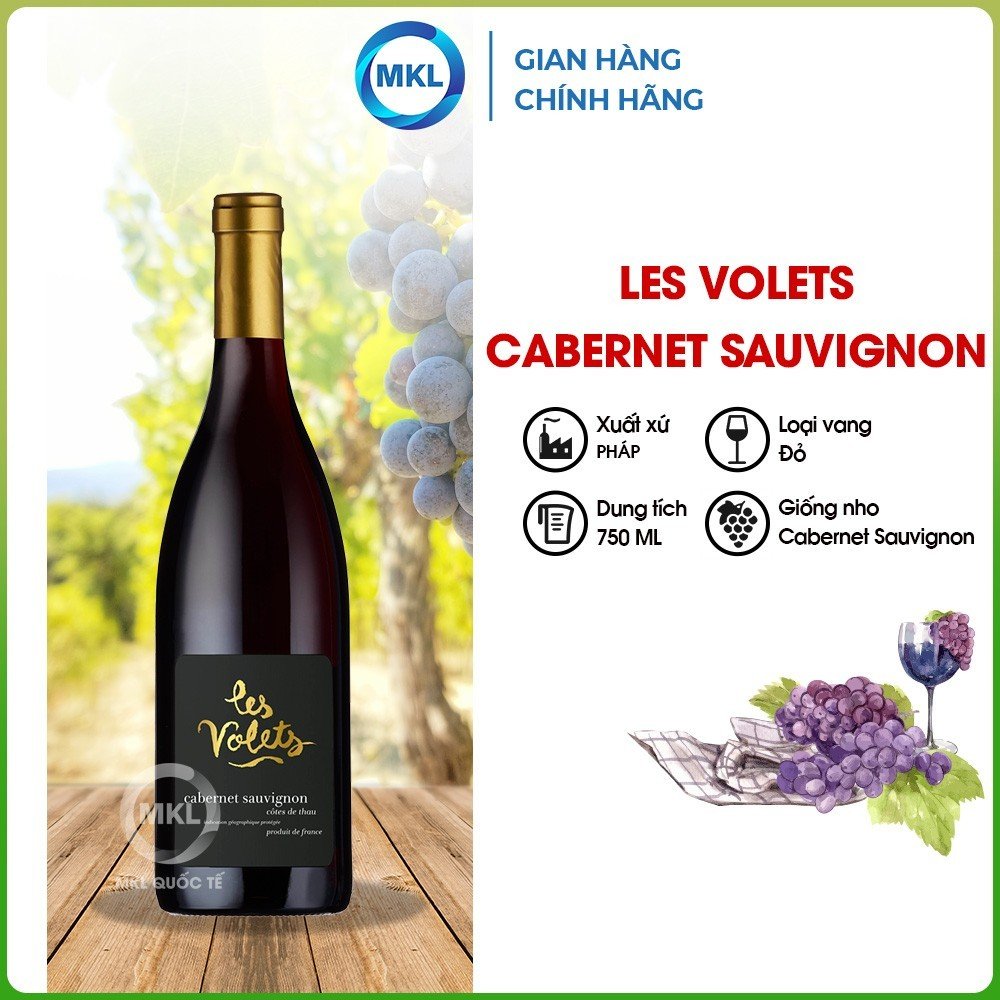 Rượu Vang Đỏ Les Volets Cabernet Sauvignon Boutinot - IGP Cotes de Thau 750ml 13.5% Pháp chính hãng