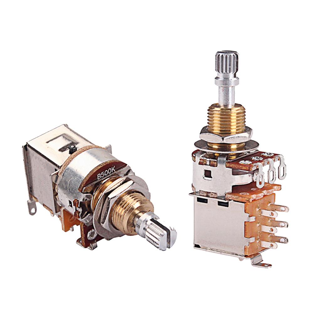 Phép Lạ Chiếu 2 Chiếc Kim Loại Dpdt A500K B500K Chuyển Mạch Nồi Chiết Áp Cho Đàn Guitar Bass