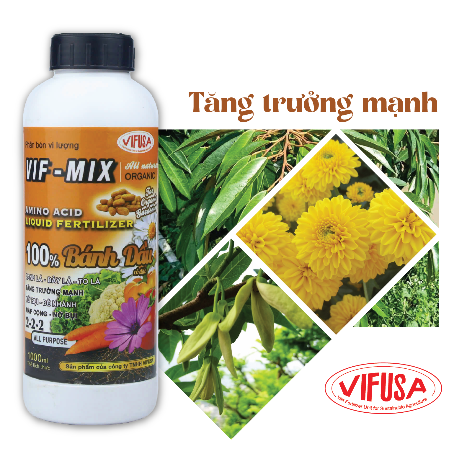 VIF-MIX - Phân bón Bánh dầu chai 1 lít