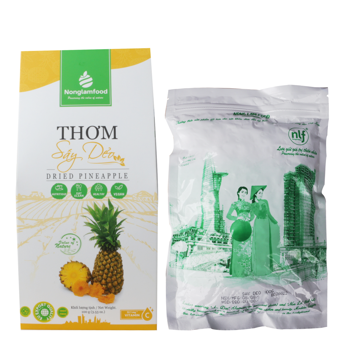 Combo 10 hộp Thơm sấy dẻo ít đường thượng hạng Nonglamfood hộp100g | Ăn vặt tốt cho sức khỏe | Healthy Snack