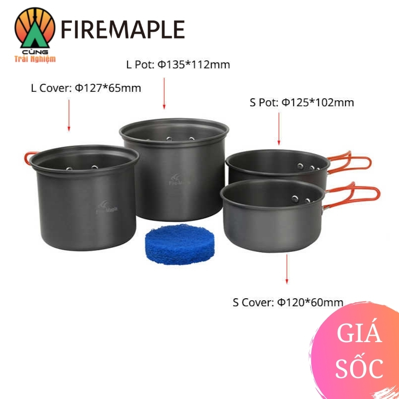 COMBO Nồi Nấu Ăn 4 Trong 1 Fire Maple FMC-208 Gọn Nhẹ Tiện Lợi Chuyên Dụng Cho Du Lịch, Dã Ngoại Cắm Trại