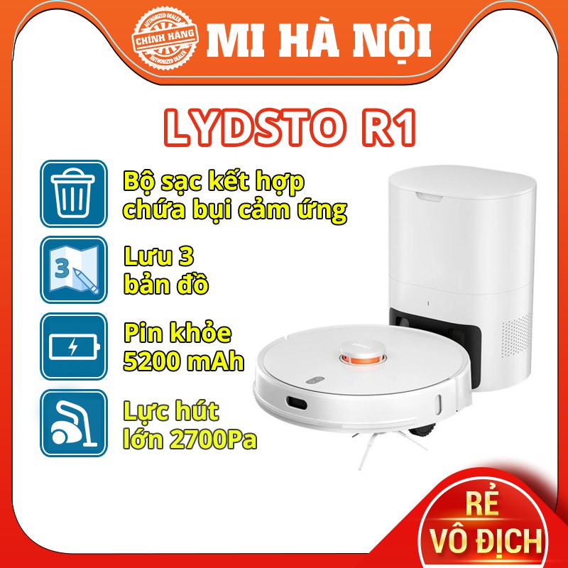 Robot hút bụi Xiaomi Lydsto R1 với hộp đựng bụi tự động đổ rác kết hợp sạc thông minh - Hàng chính hãng