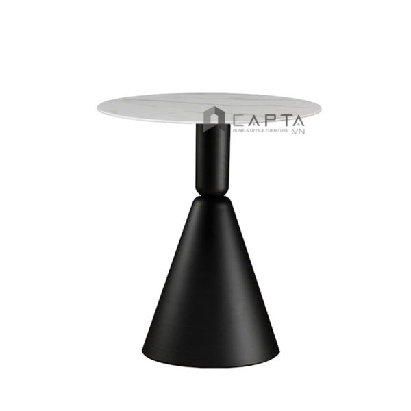 Bàn tiếp khách tròn chân nón TE KORIN-06E Nội thất Capta Bàn cafe mặt đá phiến tròn 60 cm chân sắt sơn tĩnh điện để ngoài trời, trong nhà hàng Small Dining Table