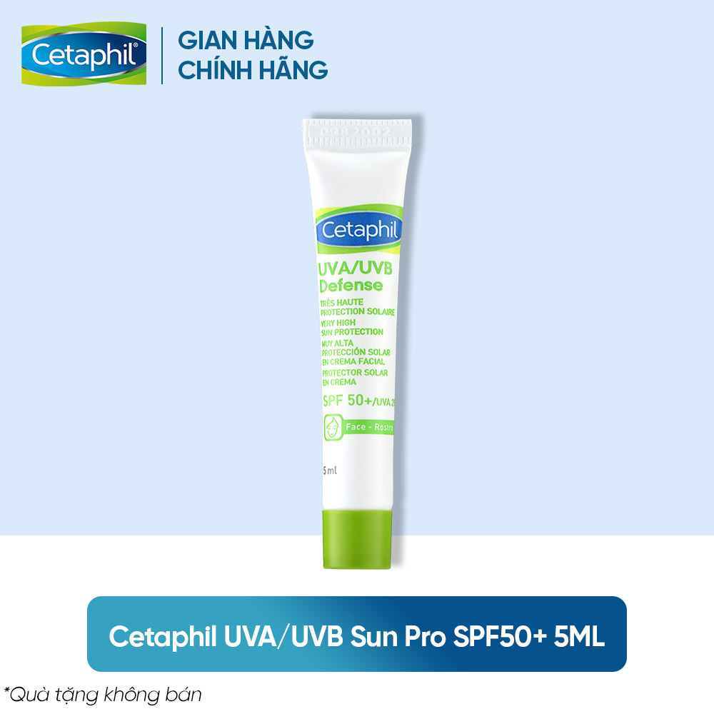 [Quà tặng không bán] Kem chống nắng cung cấp màng bảo vệ cao Cetaphil UVA/UVB Defense Very High Sun Protection SPF50+/UVA28 5ml