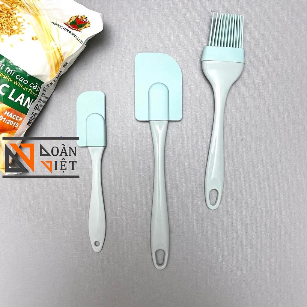 (COMBO 3 MÓN)Dụng cụ làm bánh, nấu ăn - Bộ Cọ Vét Silicon Cao Cấp, Chịu Nhiệt Tốt