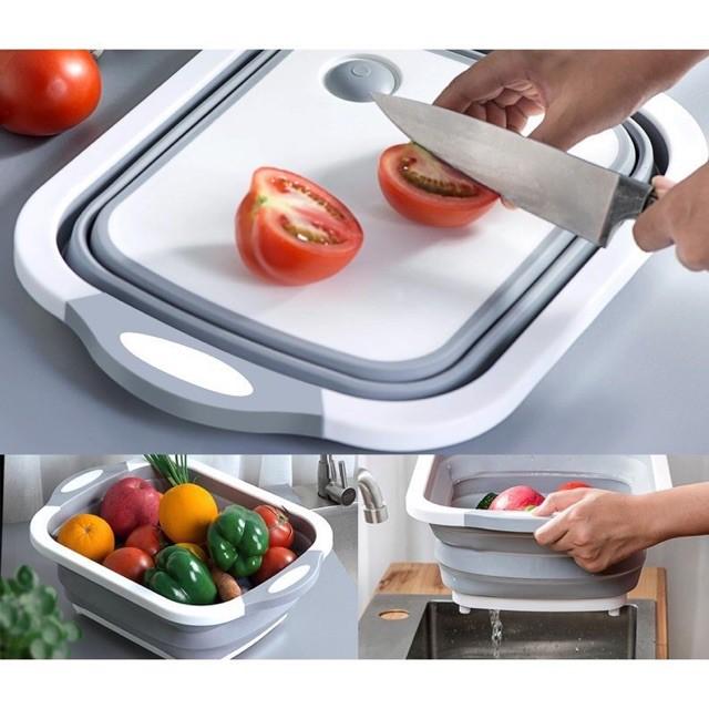 Chậu kèm thớt thái đa năng 3 trong 1: Để đồ, rửa rau hoa quả, thớt thái băm chặt