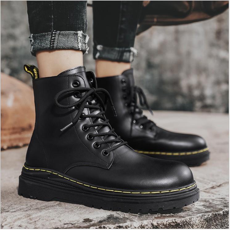 Giày cao cổ -Bốt cổ cao dr martens phiên bản 2021 INF - 1 (2 bản đen đế đen và đen đế kem)