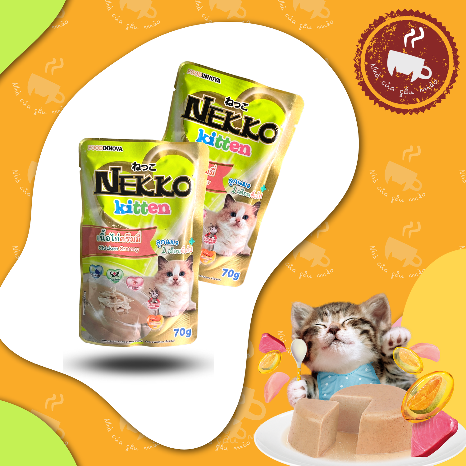 Hình ảnh Pate NEKKO Kitten creamy cho mèo con - dành cho Mèo con từ 1-12 tháng tuổi 70g (vị mới)