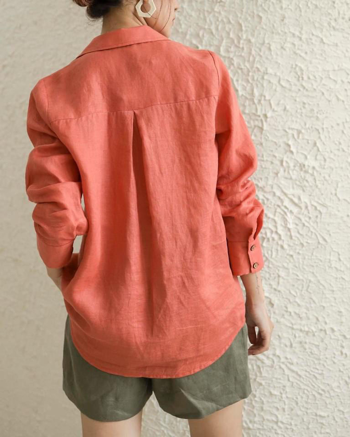 Set bộ áo sơ mi dài tay Linen tưng Premium kèm quần short trẻ trung