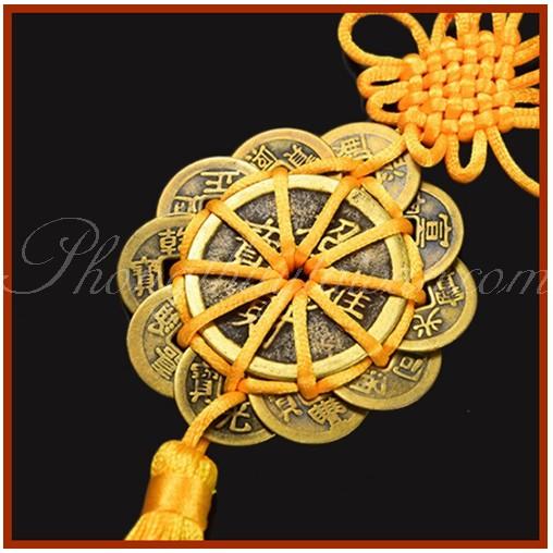 Dây xu HOA MAI THẬP TOÀN dài 30cm chiêu lộc ô tô,két sắt...