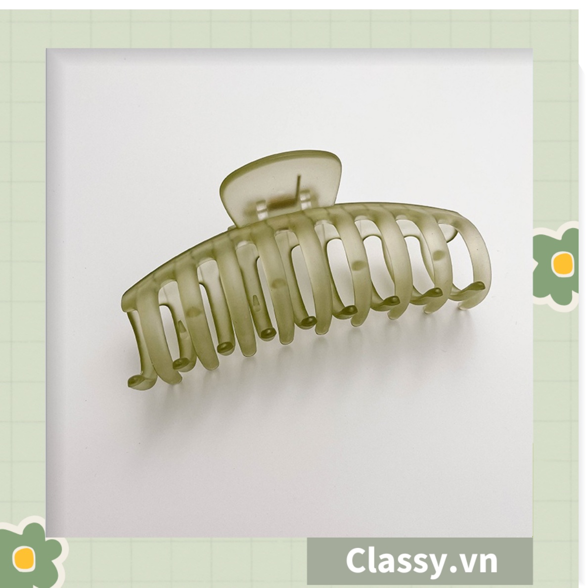 Kẹp tóc càng cua Classy màu xanh lá, dạng kẹp trong đục, nhiều kiểu dáng hiện đại PK1169