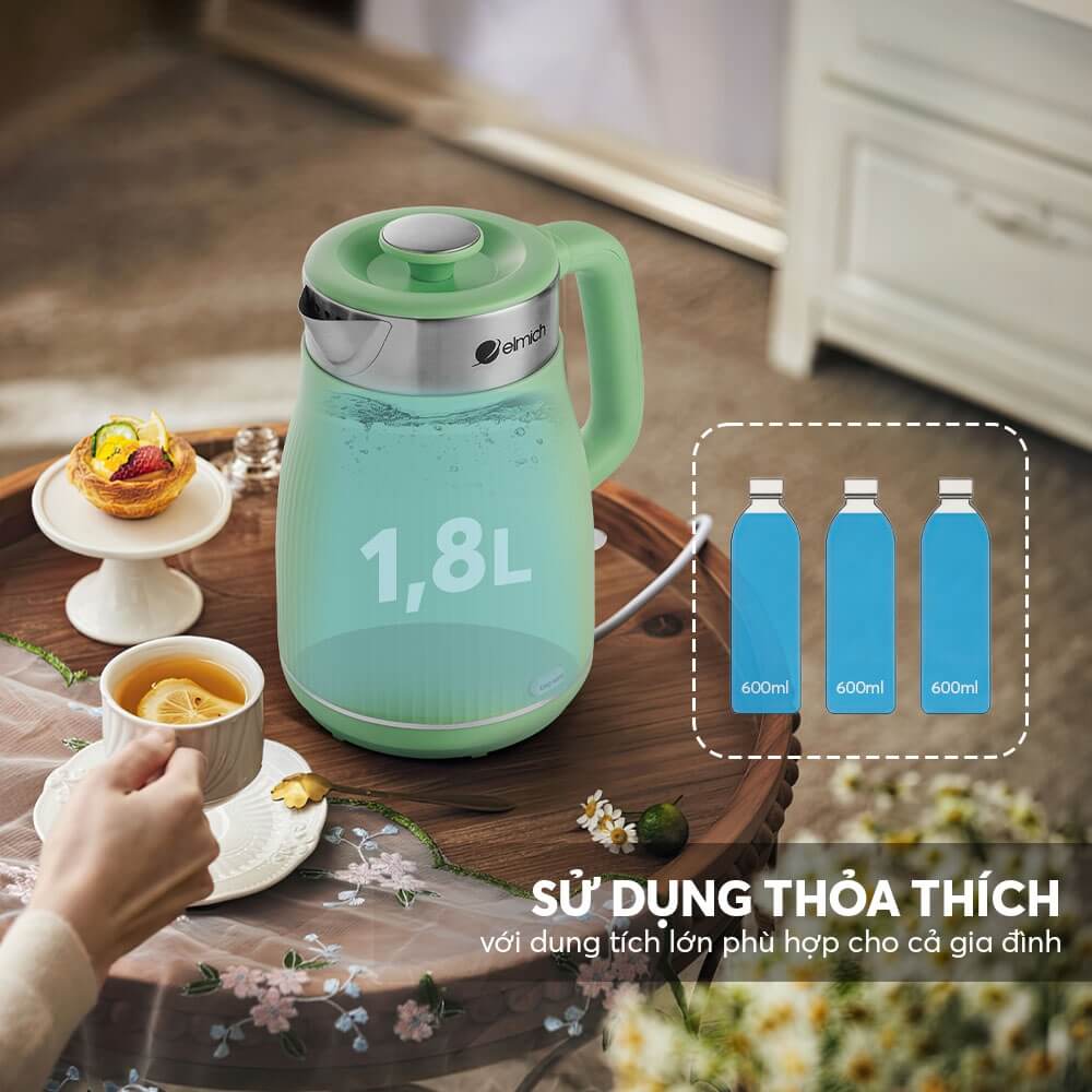 Ấm Đun Siêu Tốc Elmich KEE-8457 1.8L, Hàng Chính Hãng, Sôi Nhanh 45s, Công Nghệ Strix - JoyMall