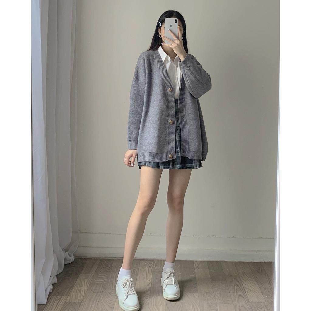 Áo khoác Cardigan len chữ P form rộng ulzzang - Made by Fiin