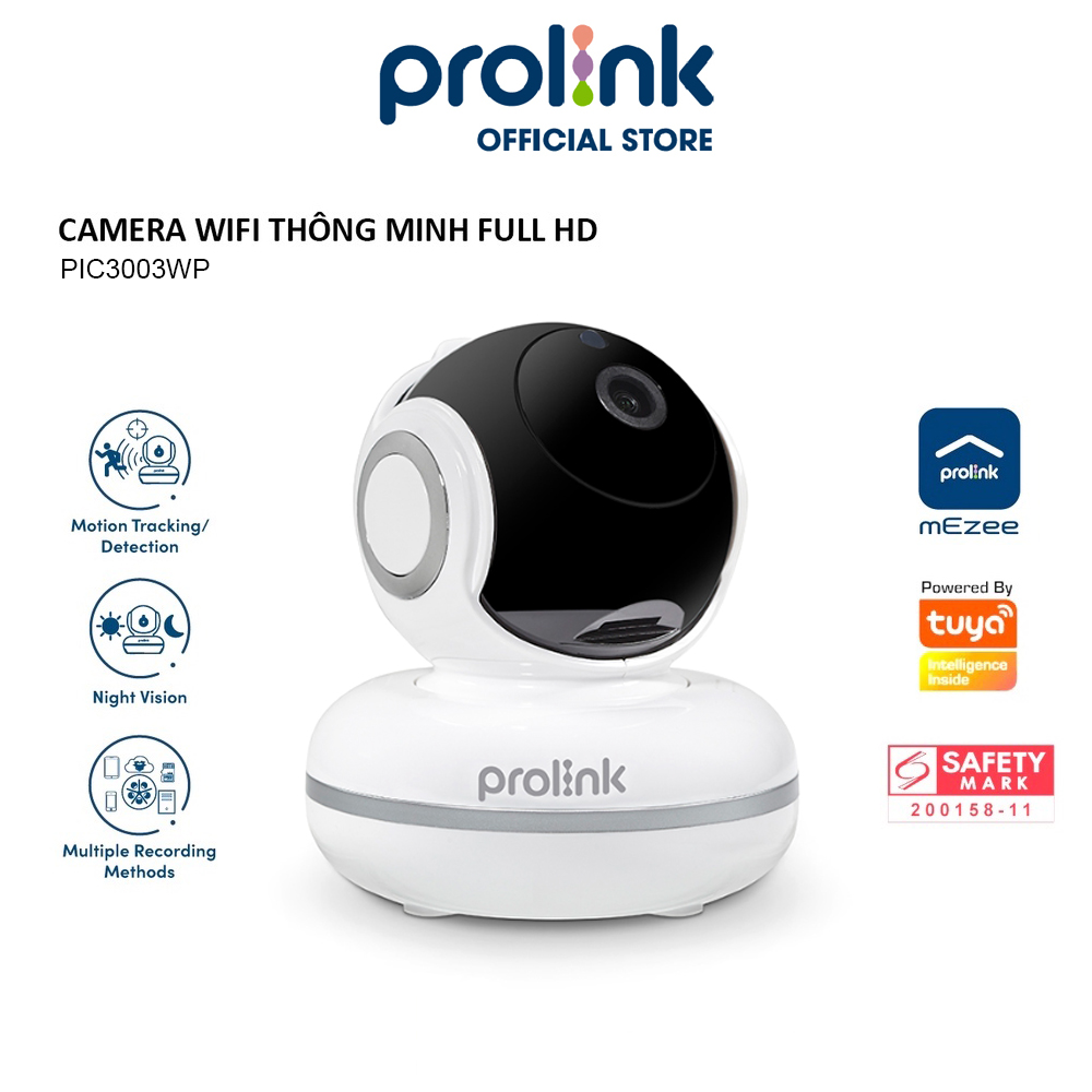 Camera Wifi PROLiNK PIC3003WP thông minh giá rẻ, siêu nét Full HD 1080P, góc nhìn rộng, âm thanh 2 chiều - Hàng chính hãng