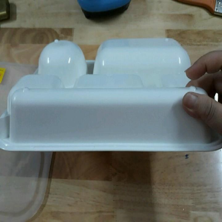 Khay 6 ngăn đựng cơm văn phòng, bán căntin, suất ăn công nghiêp melamine có 2 nắp đậy, hoa xamh/đỏ