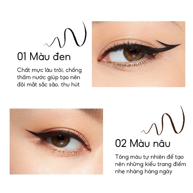 Bút kẻ mắt PERFECT DIARY dạng lỏng chống thấm nước lâu trôi nhanh khô dễ sử dụng không bị nhòe lem 0.5ml